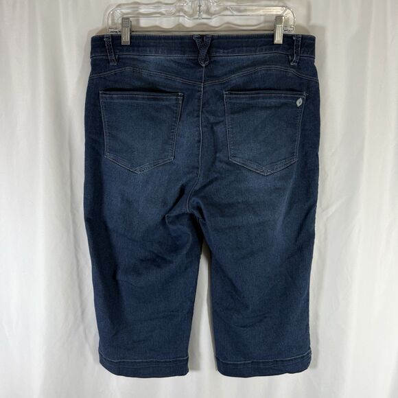 Democracy Ab Solution Jeans Women's 12 Dark Wash Blue Denim Cropped Button Zip - Picture 6 of 9